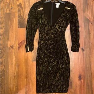 Sexy! Black and gold metallic wrap dress